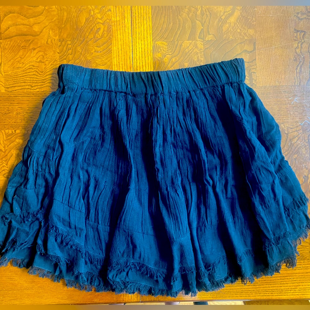 NWT Black Fringe Flowy Short Skirt